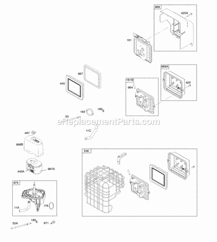 Air Cleaner Diagram and Parts List for  Briggs and Stratton